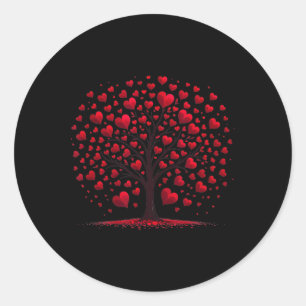 Sticker Rond Arbre de cœur d'amour de la Saint-Valentin