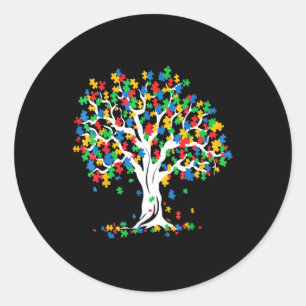 Sticker Rond Arbre de la Sensibilisation sur l'autisme de vie M