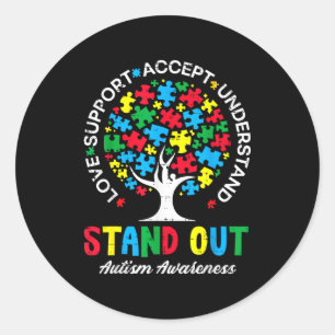 Sticker Rond Arbre de l'autisme casse-tête se démarquer asd sen