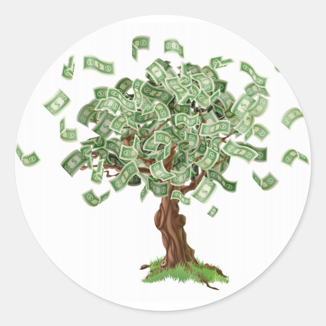 Sticker Rond Arbre de l'épargne d'argent (Devant)