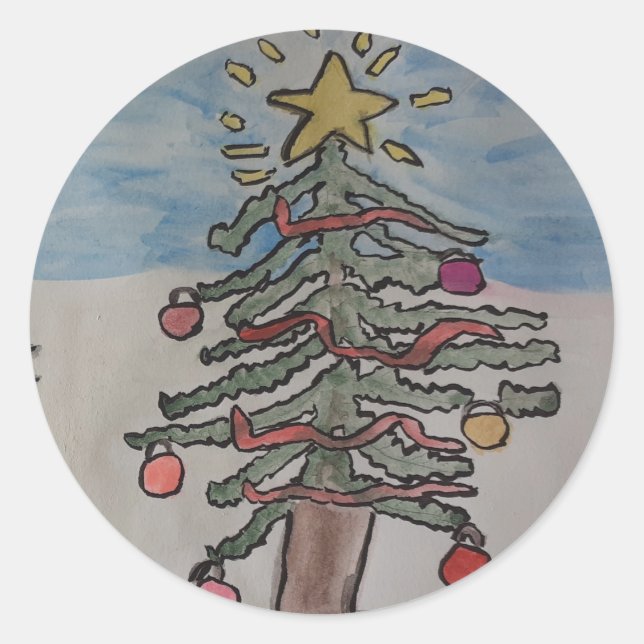 Sticker Rond Arbre de Noël (Devant)