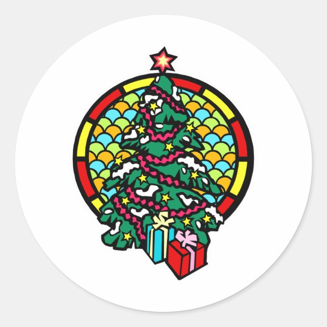 Sticker Rond Arbre de Noël (Devant)