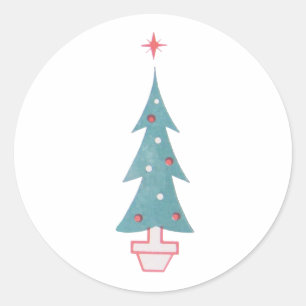 Sticker Rond Arbre de Noël Art Vintage des années 1950