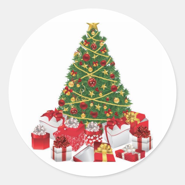 Sticker Rond Arbre de Noël avec cadeaux (Devant)