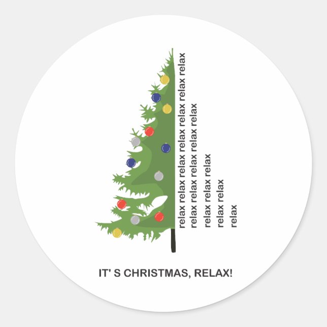 Sticker Rond Arbre de Noël avec texte Relax (Devant)