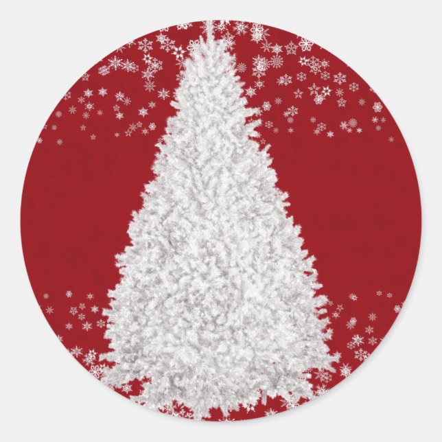 Sticker Rond Arbre de Noël blanc pour enfants Artistes de la fê (Devant)