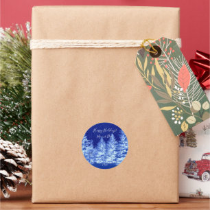 Sticker Rond Arbre de Noël bleu néon