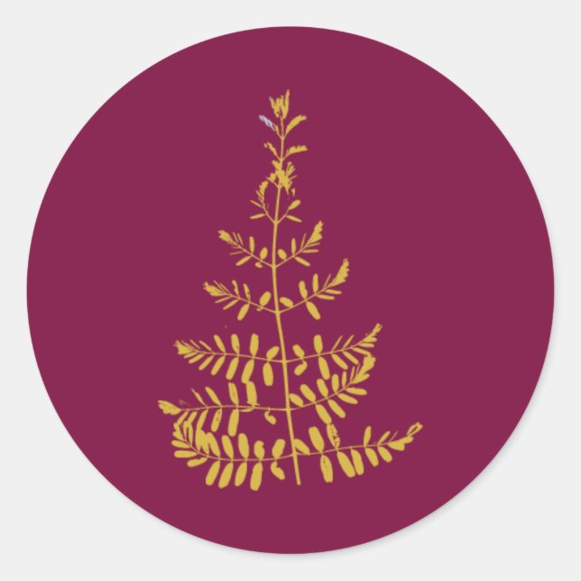 Sticker Rond Arbre de Noël Bourguignon et Or (Devant)