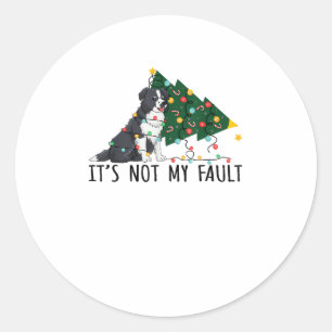 Sticker Rond Arbre de Noël Ce n'est pas ma faute Bordure Collie