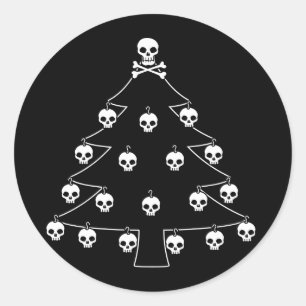 Sticker Rond Arbre de Noël crâne