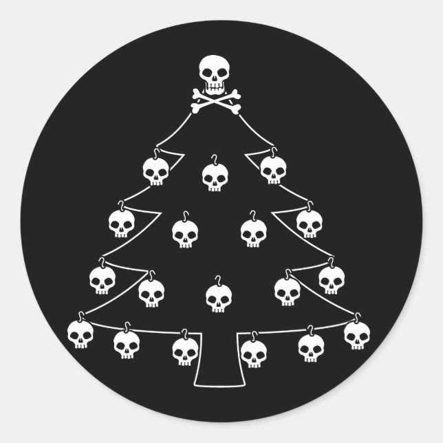 Sticker Rond Arbre de Noël crâne (Devant)