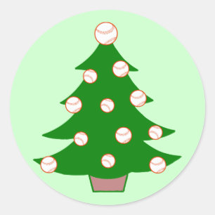 Sticker Rond Arbre de Noël de baseball