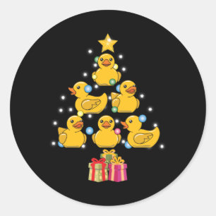 Sticker Rond Arbre de Noël de canard en caoutchouc. Duckie et Q
