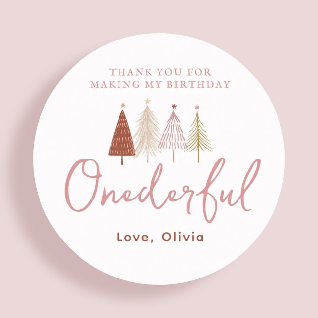 Sticker Rond Arbre de Noël de la fille Onederful Anniversaire M (Créateur téléchargé)