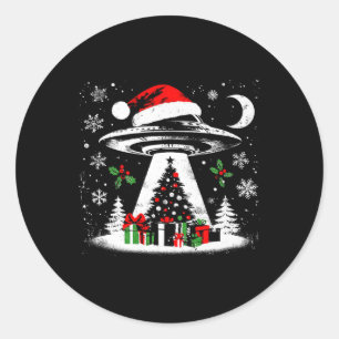 Sticker Rond Arbre de Noël de l'enlèvement d'Ufo - Amusant Alie