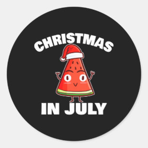 Sticker Rond Arbre de Noël de Noël en juillet Pastèque d'été