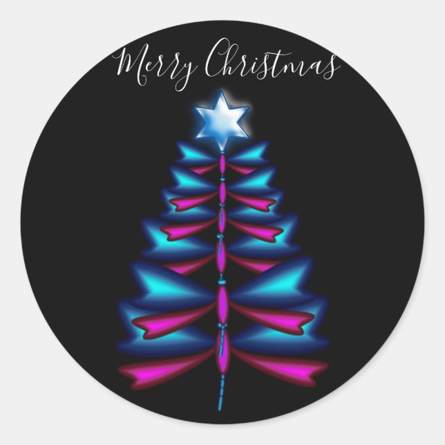 Sticker Rond Arbre de Noël des libellules (Devant)