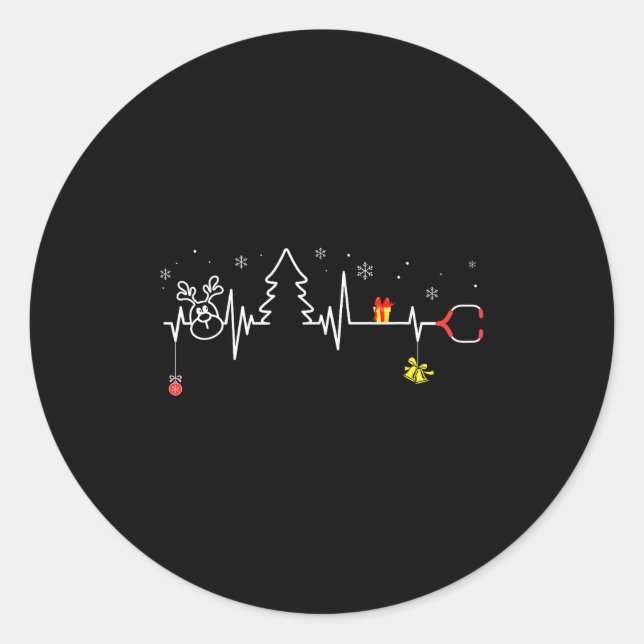 Sticker Rond Arbre de Noël Devoxtee Battement de coeur Drôle de (Devant)