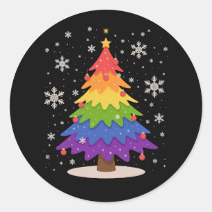 Sticker Rond Arbre de Noël Drapeau LGBT Joyeux Noël Fierté Gay