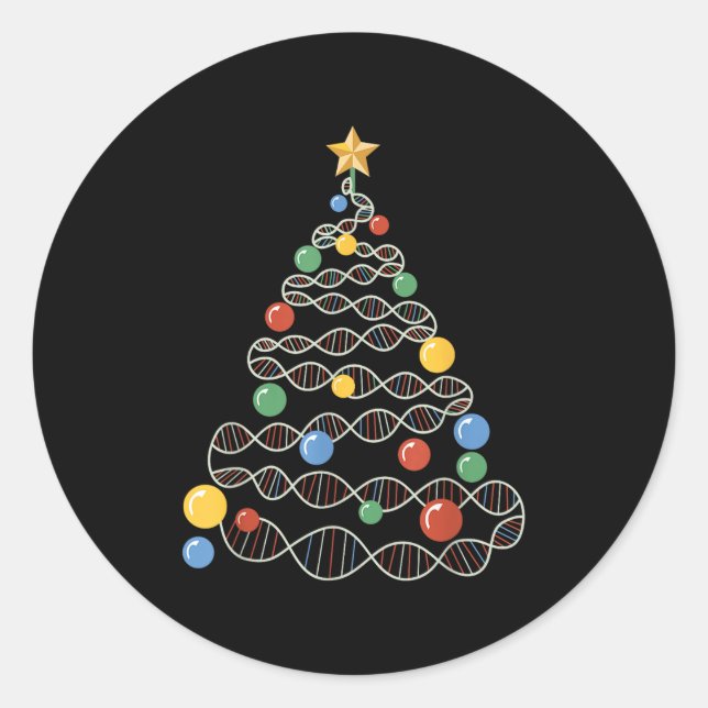 Sticker Rond Arbre de Noël Drôle Science Puns Noël Te (Devant)