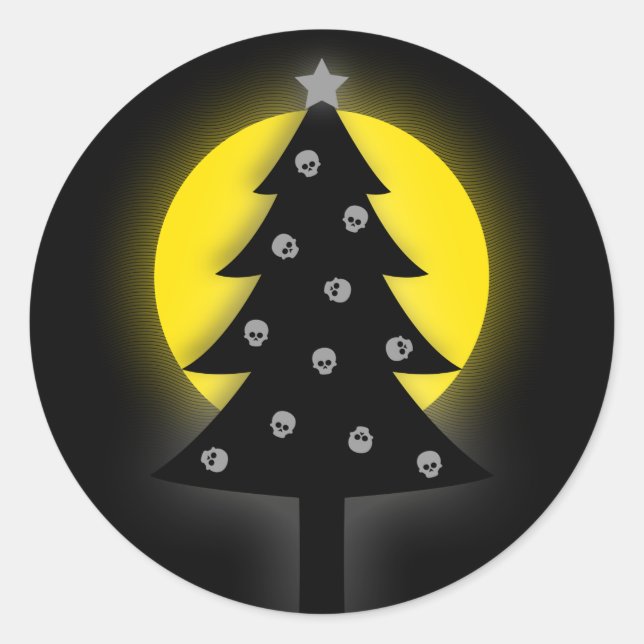 Sticker Rond Arbre de Noël éffrayant (Devant)