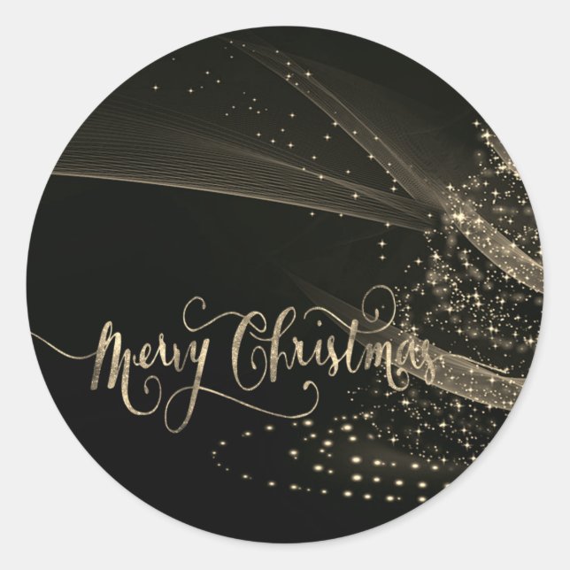 Sticker Rond Arbre de Noël élégant doré brillant (Devant)
