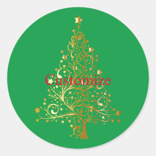 Sticker Rond Arbre de Noël en or Fantaisie Thunder_Cove