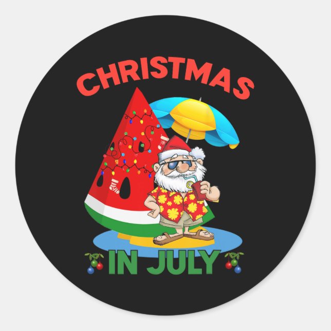 Sticker Rond Arbre de Noël en pastèque Noël d'été (Devant)
