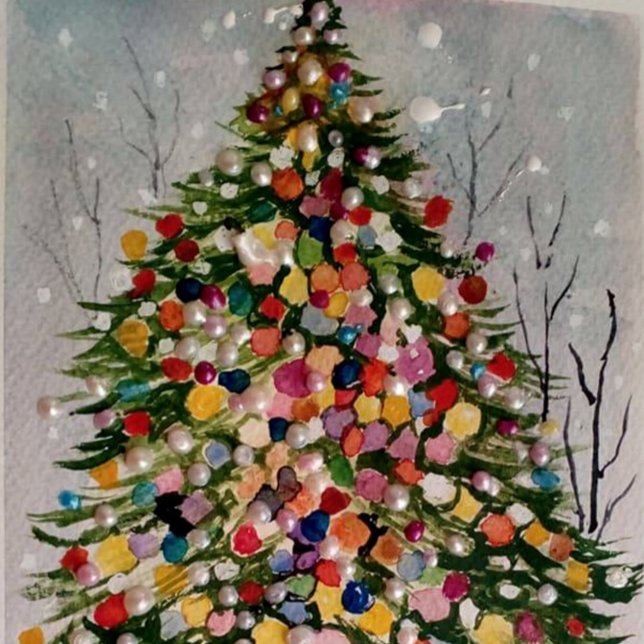 Sticker Rond Arbre de Noël étincelant - (Créateur téléchargé)