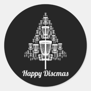 Sticker Rond Arbre de Noël Happy Discmas Sketch Disque de Golf