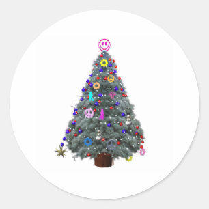 Sticker Rond Arbre de Noël hippie super