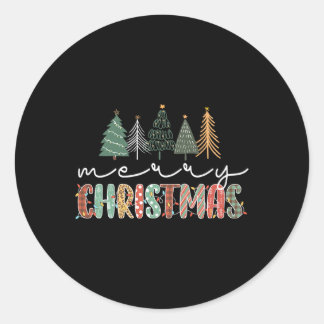 Sticker Rond Arbre De Noël Joyeux Noël Pour Femmes Filles