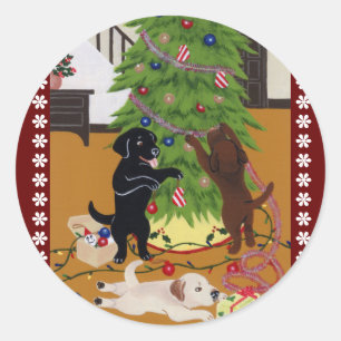 Sticker Rond Arbre de Noël Labrador Retriever