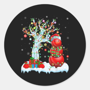 Sticker Rond Arbre de Noël Lumineux Bonhomme de Neige Drôle Cri