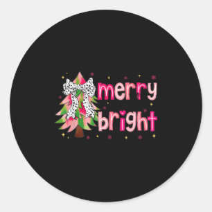 Sticker Rond Arbre de Noël Merry And Bright Nk Coquette Bow Wo