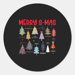 Sticker Rond Arbre de Noël Mignon Joyeux Noël Costume de Famill