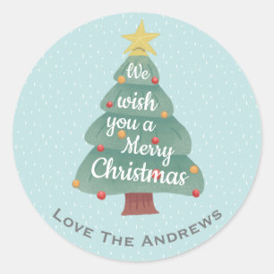 Sticker Rond Arbre de Noël moderne Joyeux Noël