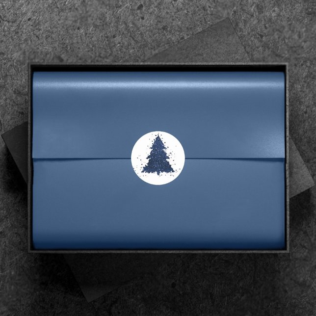 Sticker Rond Arbre de Noël Moody | Classy Navy Blue Splatter (Créateur téléchargé)
