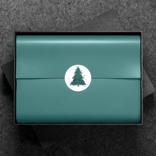 Sticker Rond Arbre de Noël Moody | Dark Midnight Turquoise Spla (Créateur téléchargé)