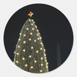 Sticker Rond Arbre de Noël national & Monument Washington la nu