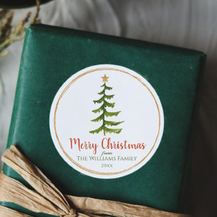 Sticker Rond Arbre de Noël Nom de famille