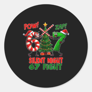 Sticker Rond Arbre de Noël nuit silencieuse 67 Pyjama Drôle Six