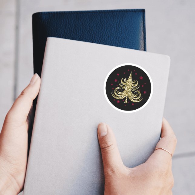 Sticker Rond Arbre de Noël Parties scintillant or (Créateur téléchargé)