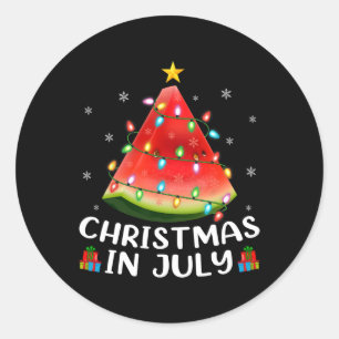 Sticker Rond Arbre de Noël Pastèque Éclairage Drôle Noël d'Été