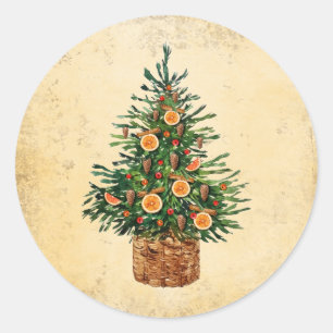 Sticker Rond Arbre de Noël Pays traditionnel Simple