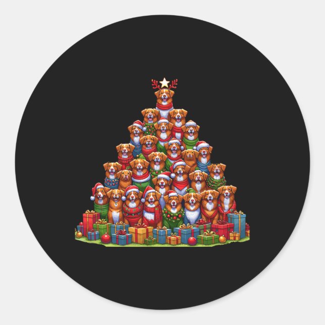 Sticker Rond Arbre de Noël Retriever à toller de Nouvelle-Écoss (Devant)