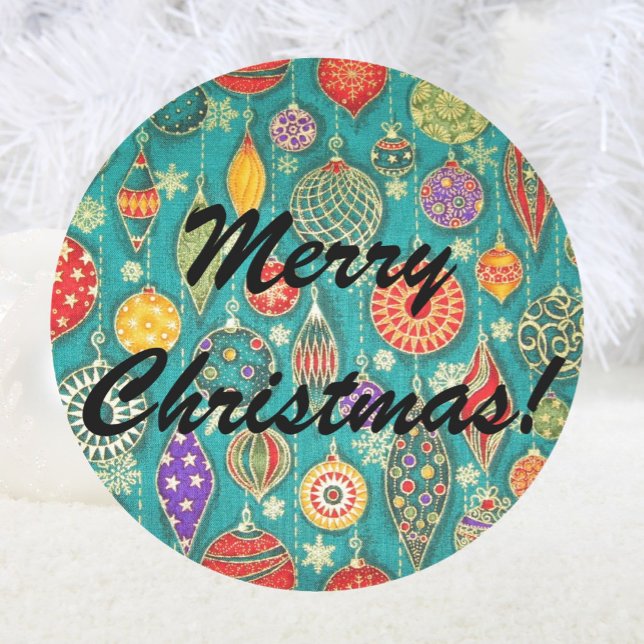 Sticker Rond Arbre de Noël rétro Enveloppe Phoques (Créateur téléchargé)