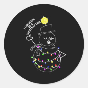 Sticker Rond Arbre de Noël Snowman