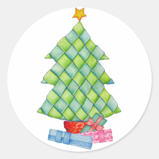 Sticker Rond Arbre de Noël tissé