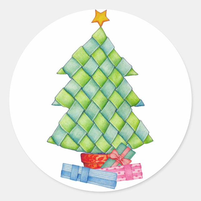 Sticker Rond Arbre de Noël tissé (Devant)